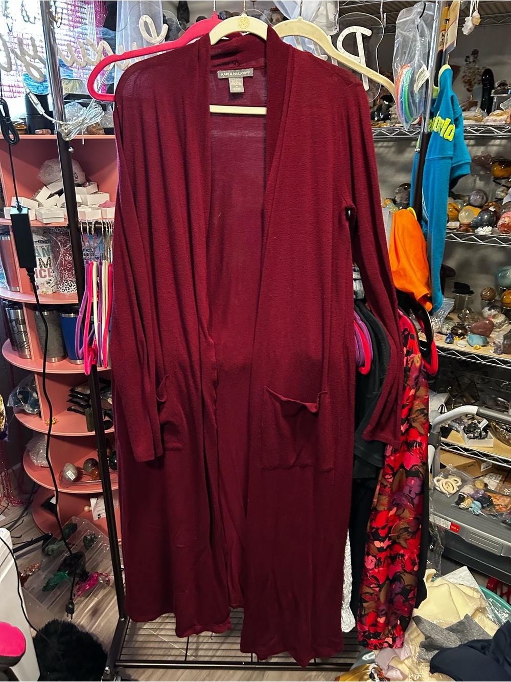 Kate & Mallory Deep Wine Open Front Cardigan